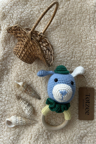 Totzee; Amigurumi Köpek Çıngırak Mavi; Amigurumi Dog Rattle Blue