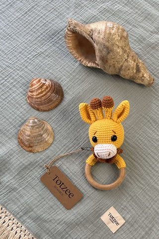 Totzee; Amigurumi Zürafa Çıngırak Açık Sarı; Amigurumi Giraffe Rattle Light Yellow