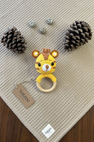 Totzee; Amigurumi Kaplan Çıngırak Sarı & Kahverengi; Amigurumi Tiger Rattle Yellow & Brown