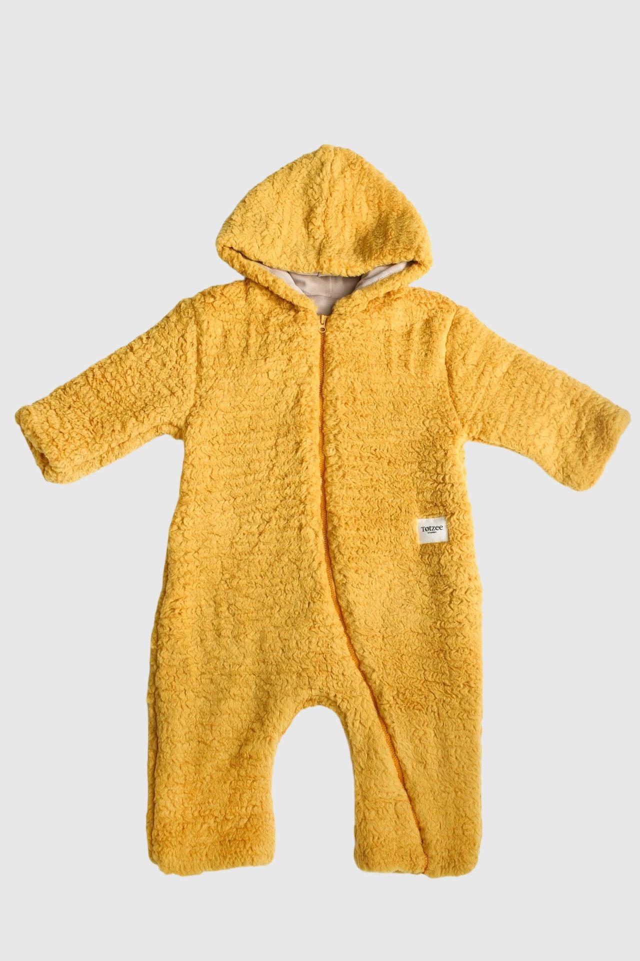 Totzee; Kapüşonlu Pelüş Tulum Safran Sarısı; Hooded Plush Romper Saffron Yellow