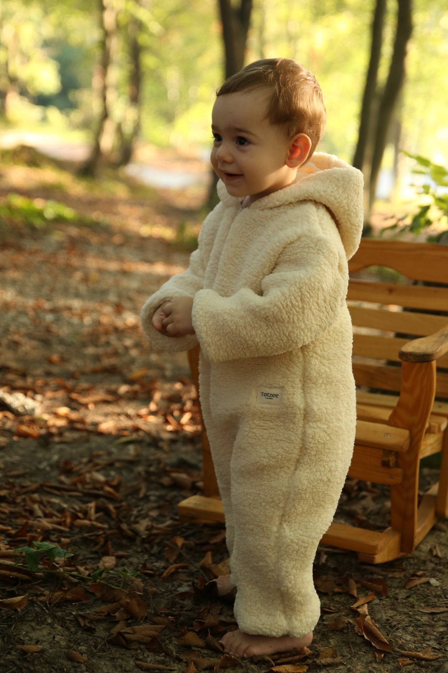 Totzee; Kapüşonlu Pelüş Tulum Vanilya Rengi; Hooded Plush Romper Vanilla