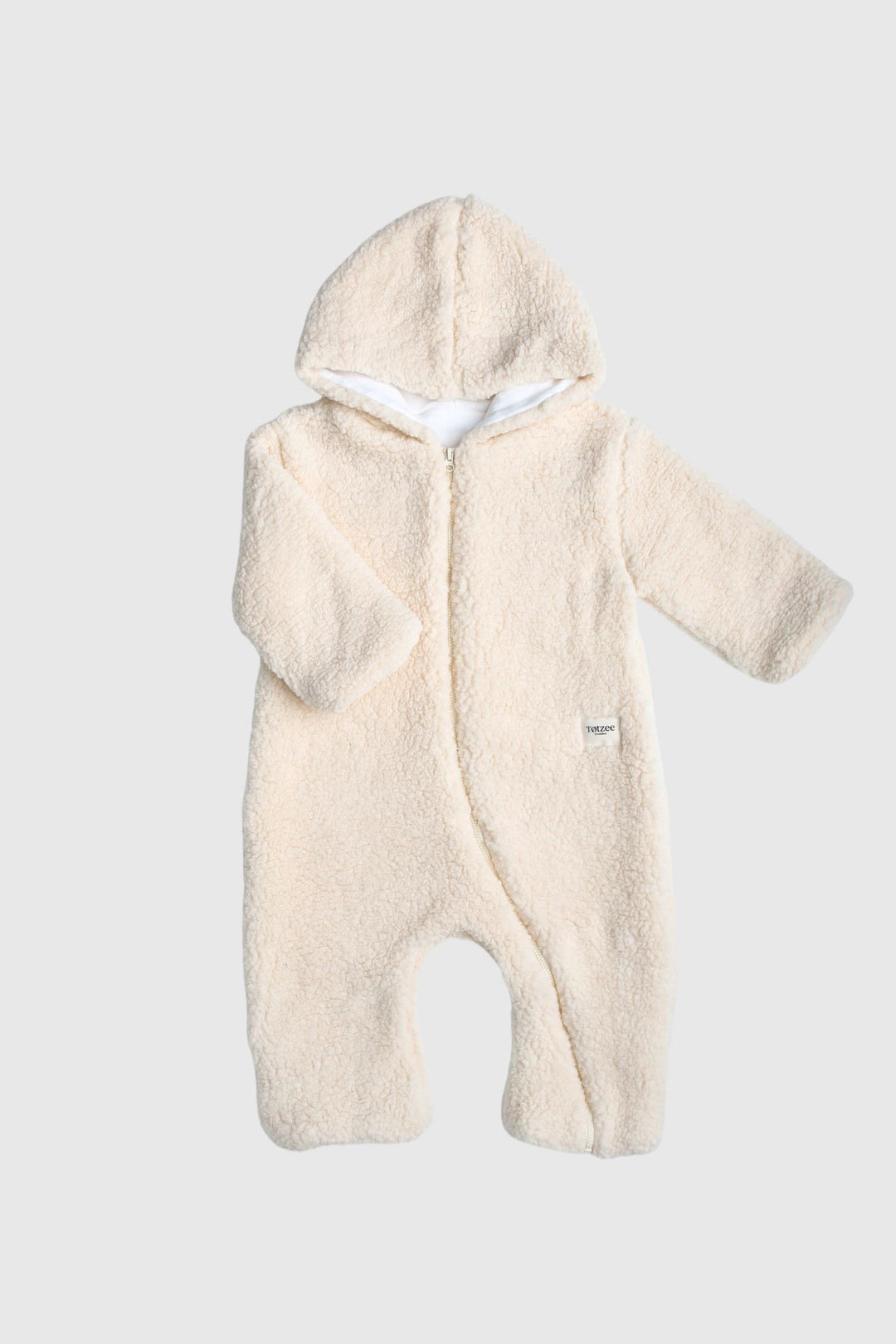 Totzee; Kapüşonlu Pelüş Tulum Vanilya Rengi; Hooded Plush Romper Vanilla