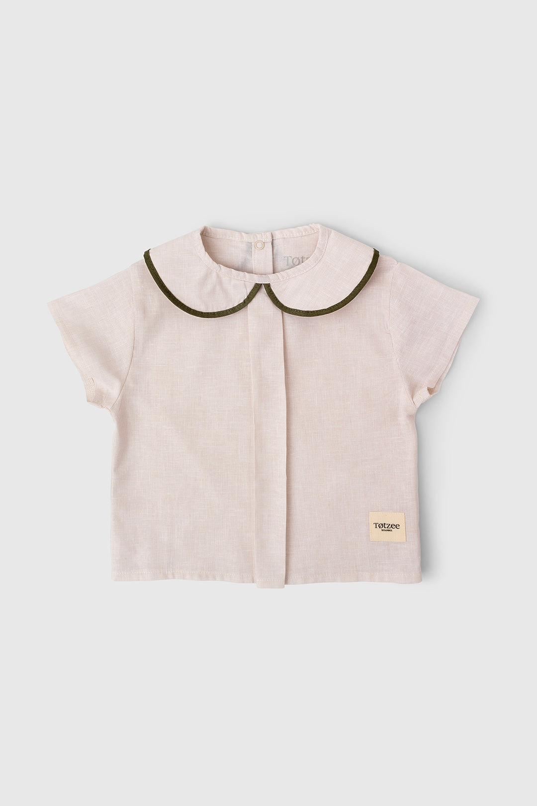 Totzee; Keten Bebe Yaka Pileli Üst Fildişi; Linen Baby Collar Pleated Top Ivory