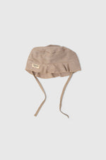 Totzee; Keten Bucket Bağcıklı Şapka Badem Beji; Linen Bucket Lace Up Hat Almond Beige