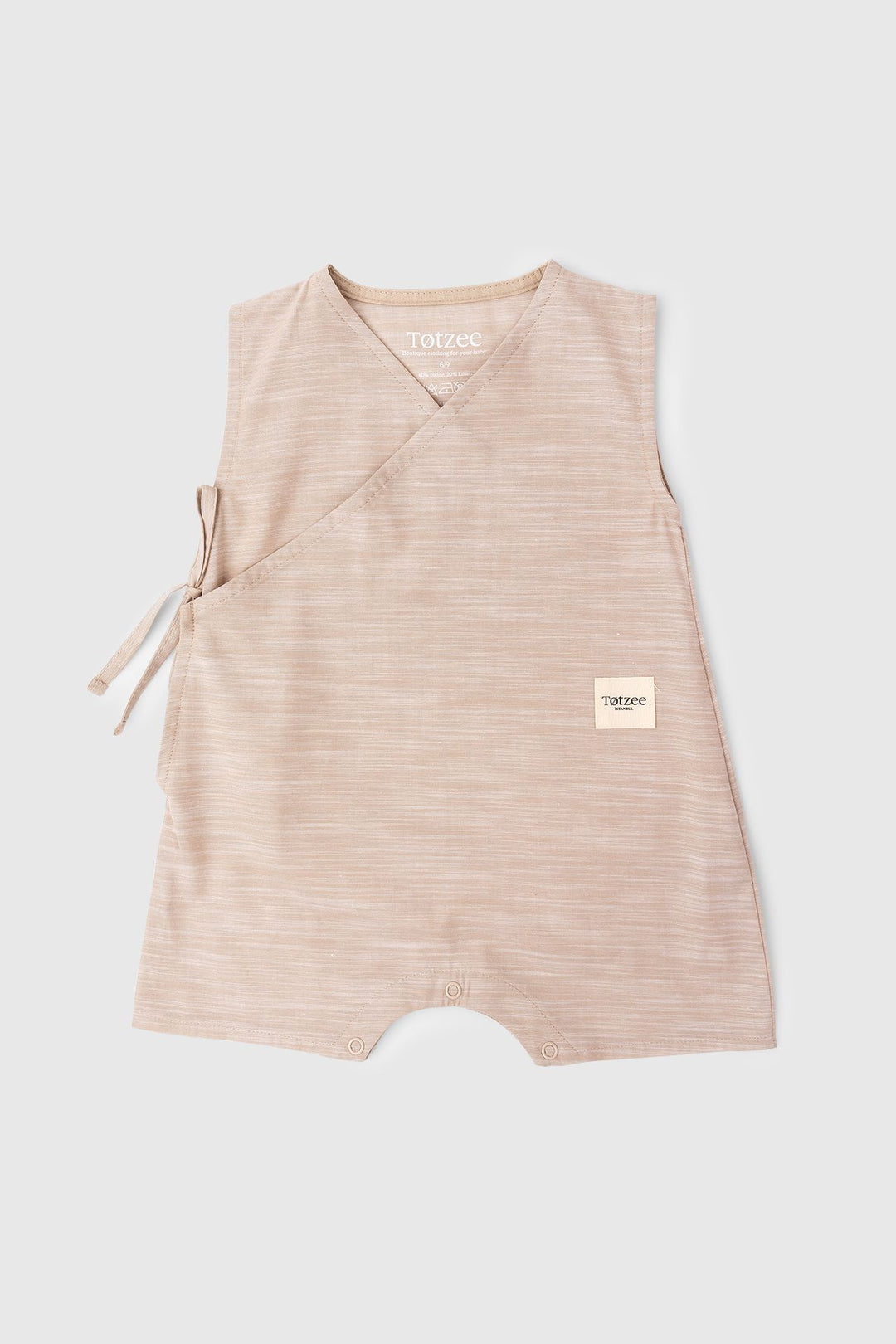 Totzee; Keten Kruvaze Tulum Badem Beji; Linen Double-Breasted Romper Almond Beige