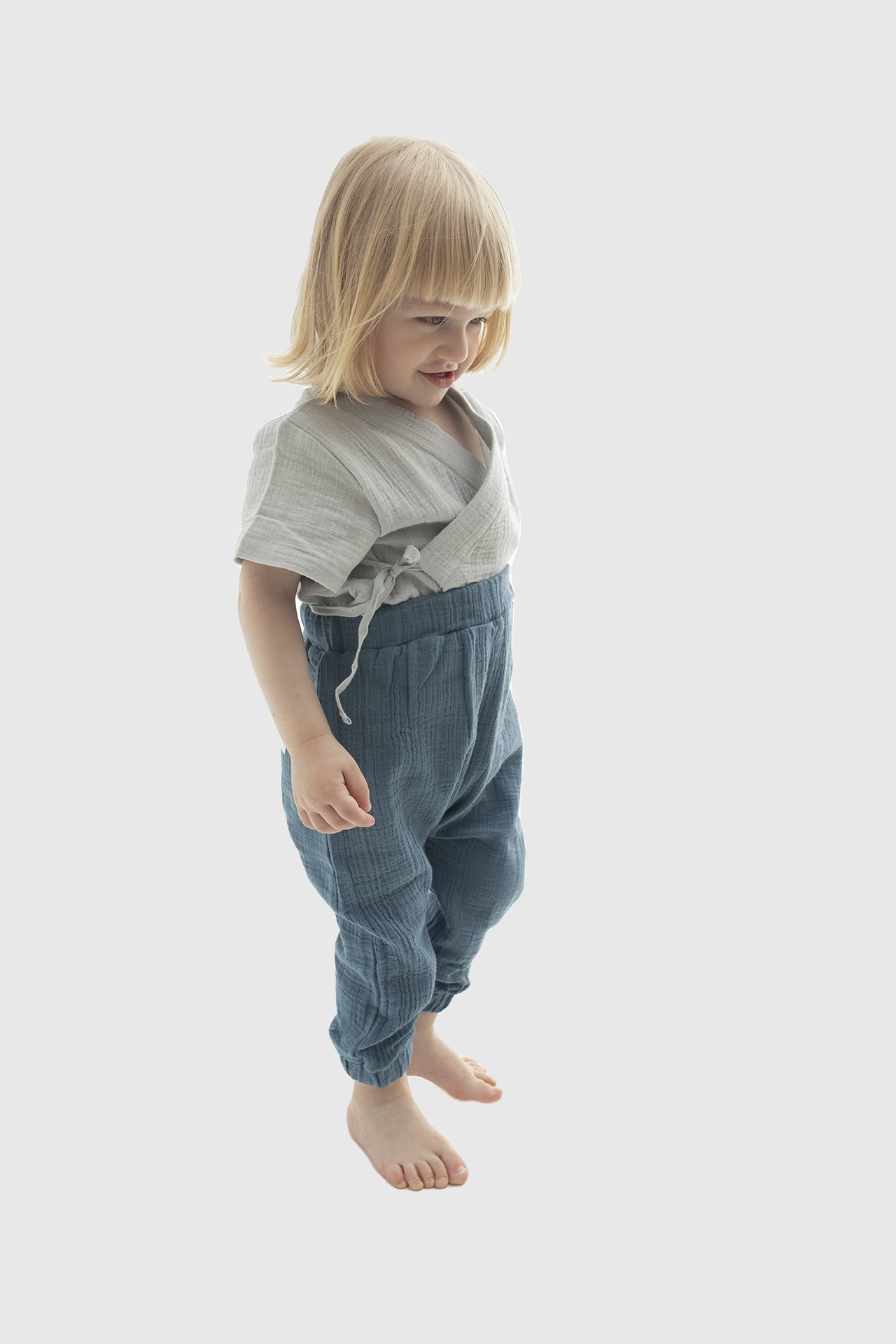 Totzee; Müslin Balon Pantolon Koyu Mavi; Muslin Balloon Trousers Indigo