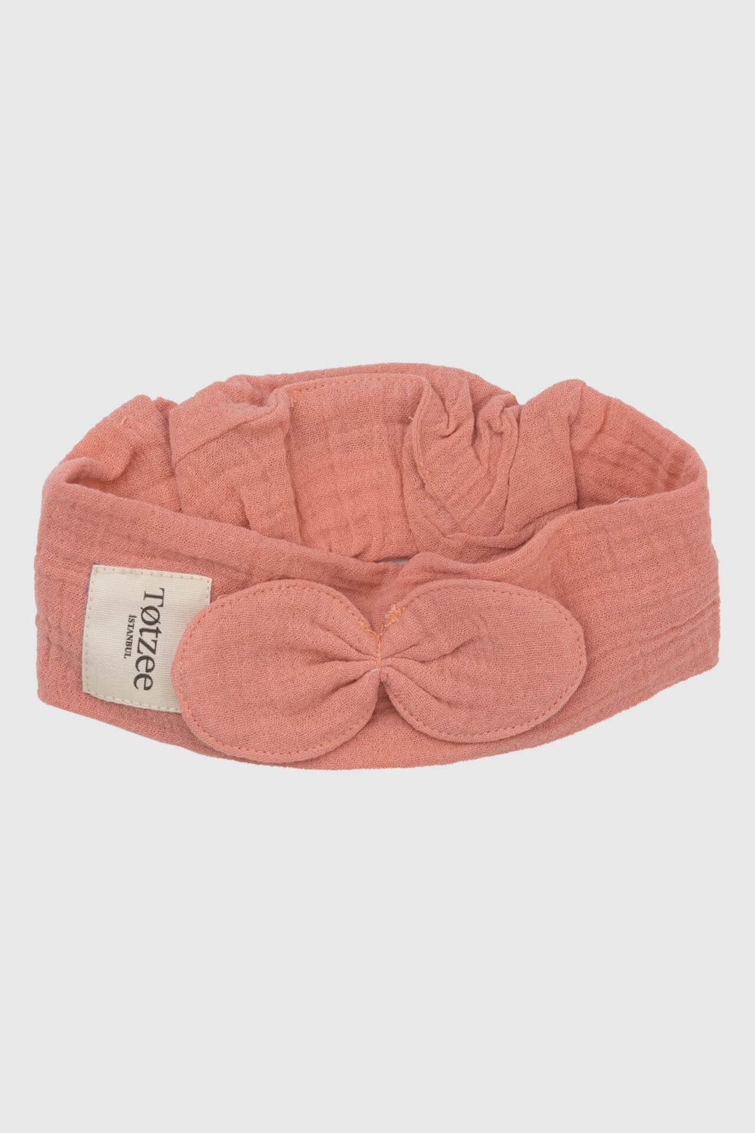 Totzee; Müslin Fiyonklu Saç Bandı Mercan Rengi; Muslin Bow Headband Coraline