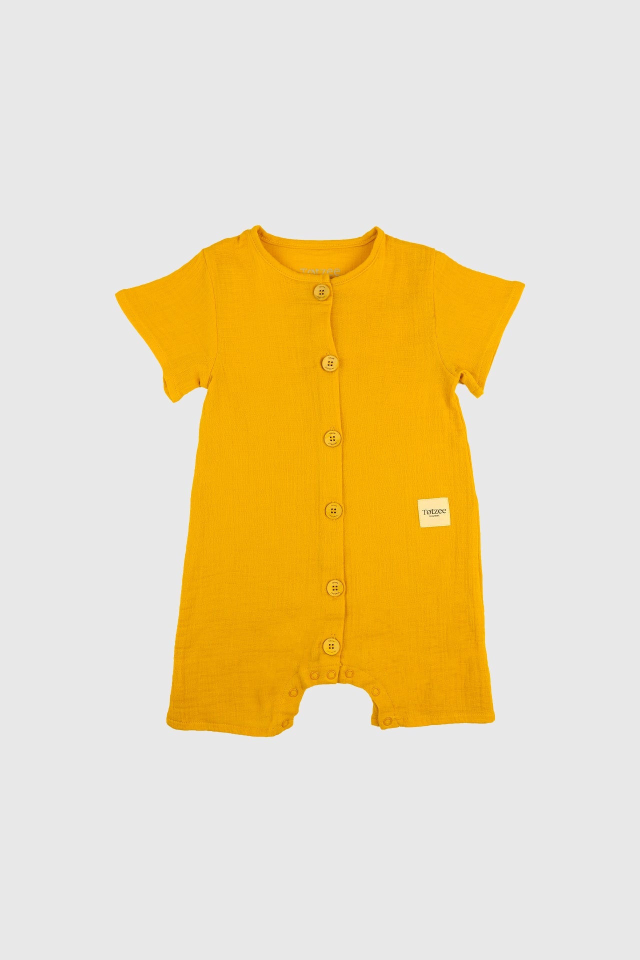 Totzee; Müslin Düğmeli Tulum Sonbahar Sarısı; Muslin Buttoned Romper Autumn Yellow