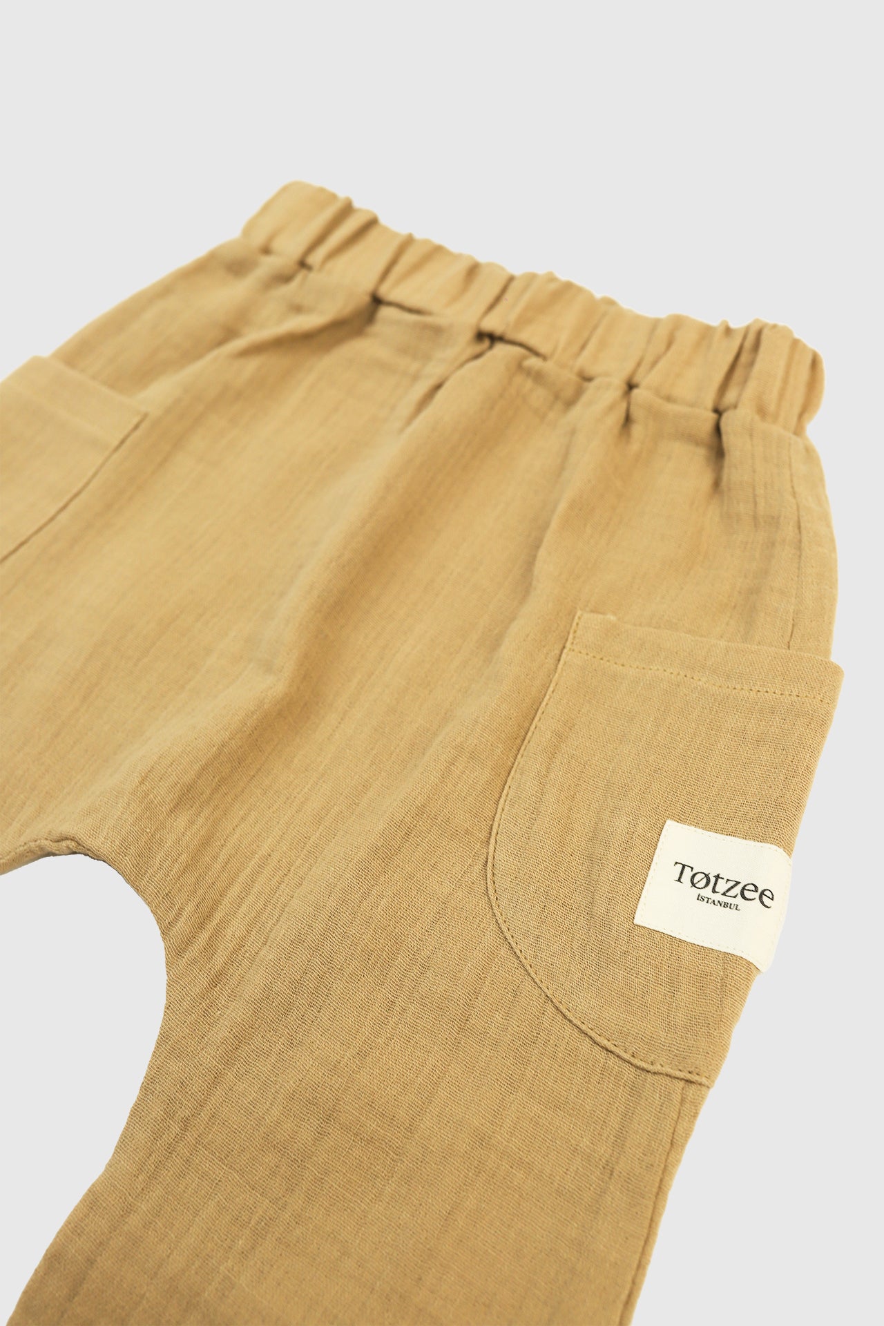 Totzee; Müslin Cepli Pantolon Kumsal Beji; Muslin Pocket Trousers Desert Sand