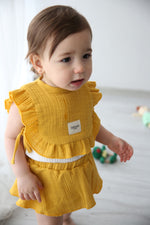 Totzee; Müslin Fırfırlı Mama Önlüğü Sonbahar Sarısı; Muslin Ruffled Bibs Autumn Yellow