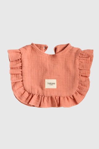 Totzee; Müslin Fırfırlı Mama Önlüğü Mercan; Muslin Ruffled Bibs Coraline