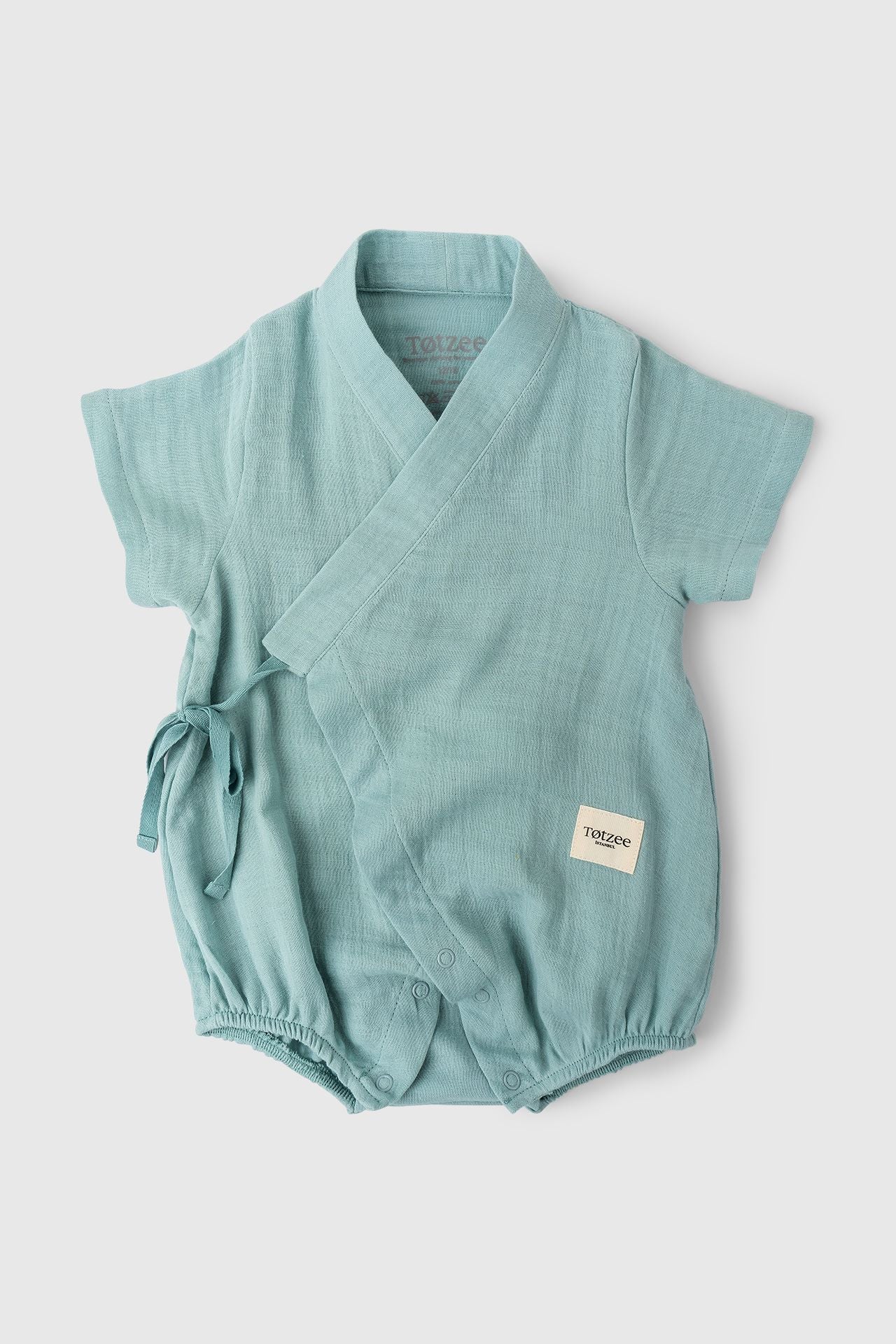 Totzee; Müslin Kısa Kimono Tulum Camgöbeği; Muslin Short Kimono Romper Cyan