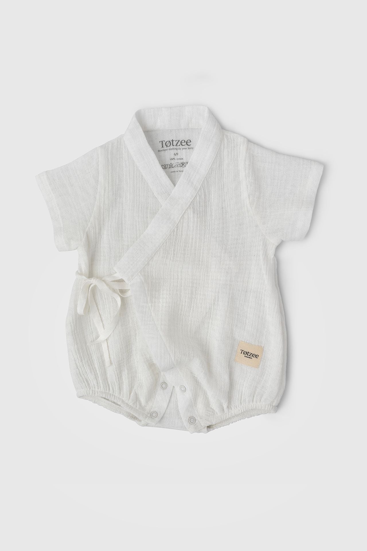 Totzee; Müslin Kısa Kimono Tulum Ekru; Muslin Short Kimono Romper Ecru