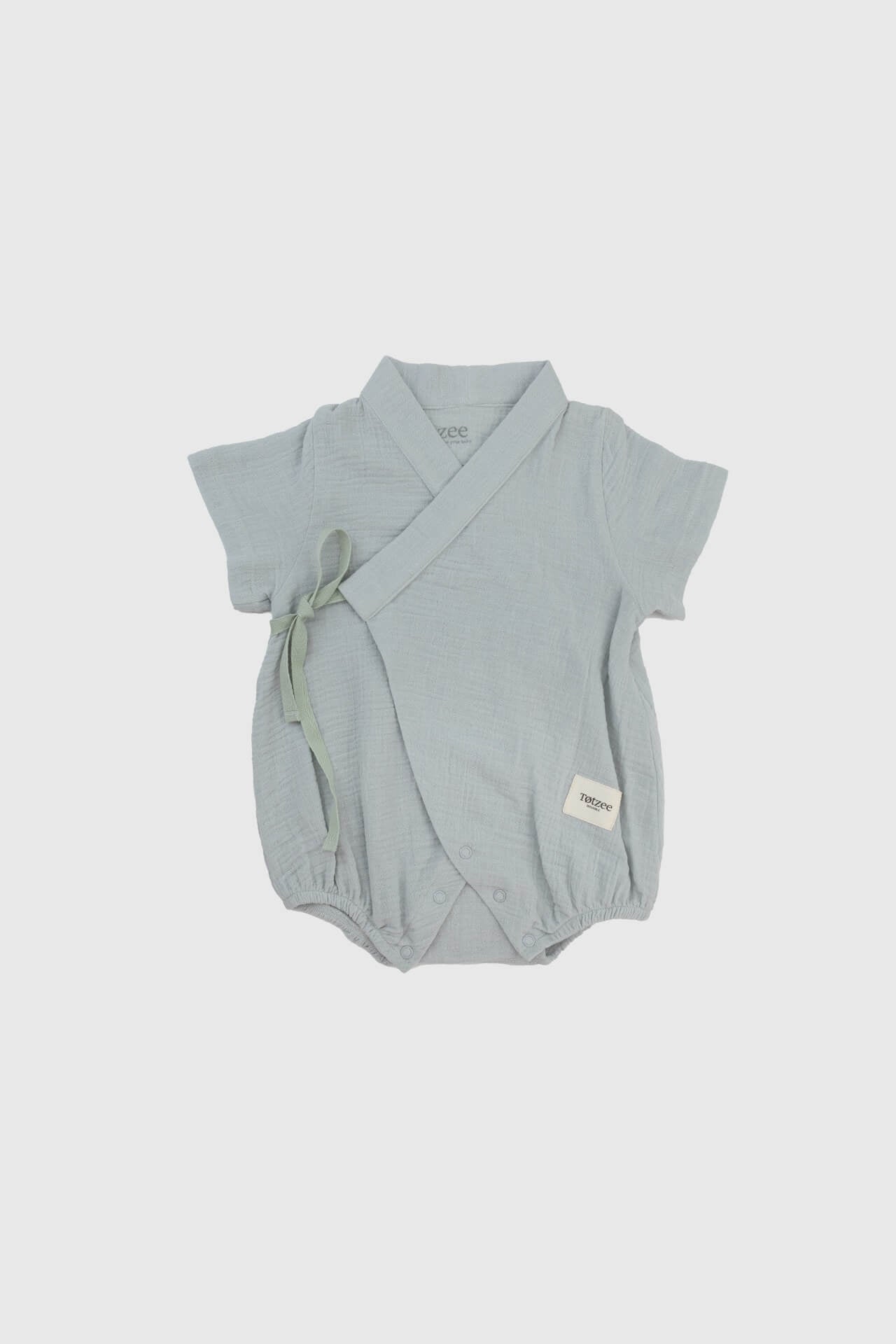 Totzee; Müslin Kısa Kimono Tulum Sis Grisi; Muslin Short Kimono Romper Haze Gray