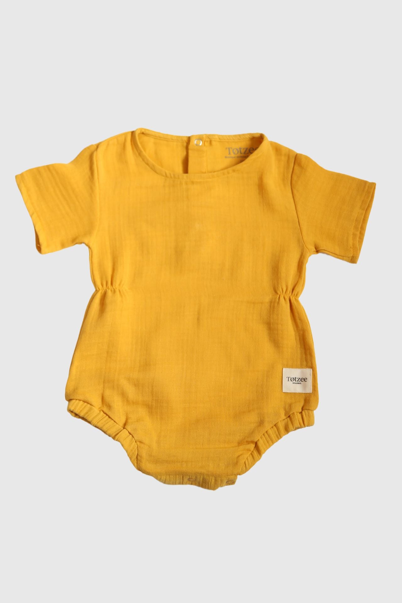 Muslin Waist Gathered Romper Autumn Yellow