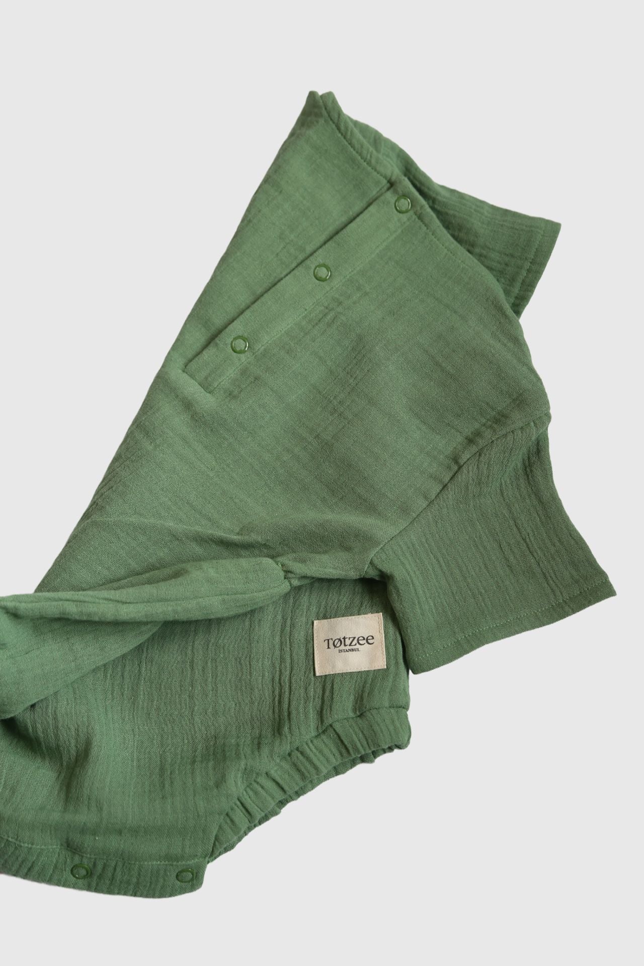 Totzee; Müslin Belden Büzgülü Tulum Çimen Yeşili; Muslin Waist Gathered Romper Irish Green