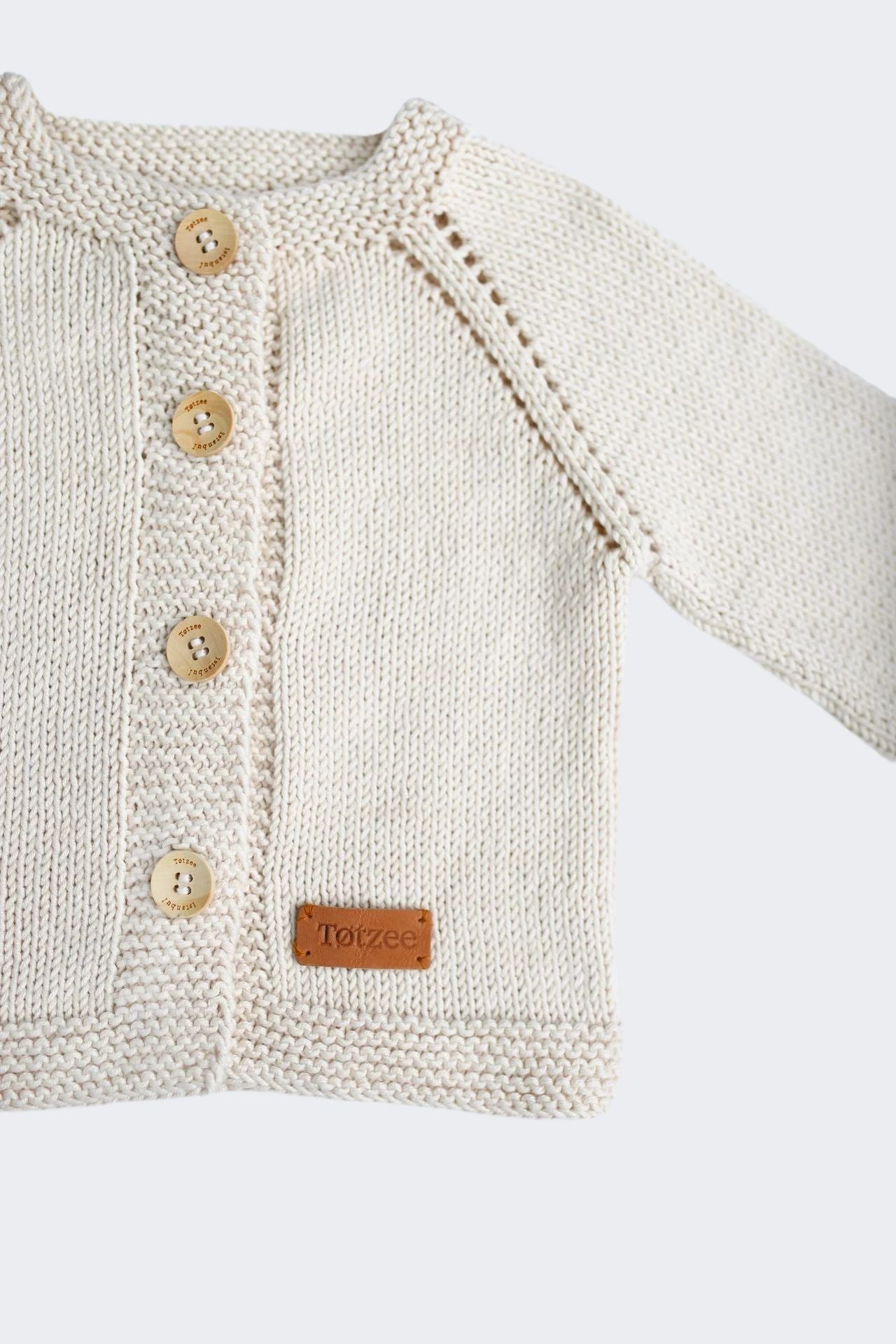 Totzee; Organik El Örgüsü Basic Hırka Antik Bej; Organic Hand-Knit Basic Cardigan Antique Beige