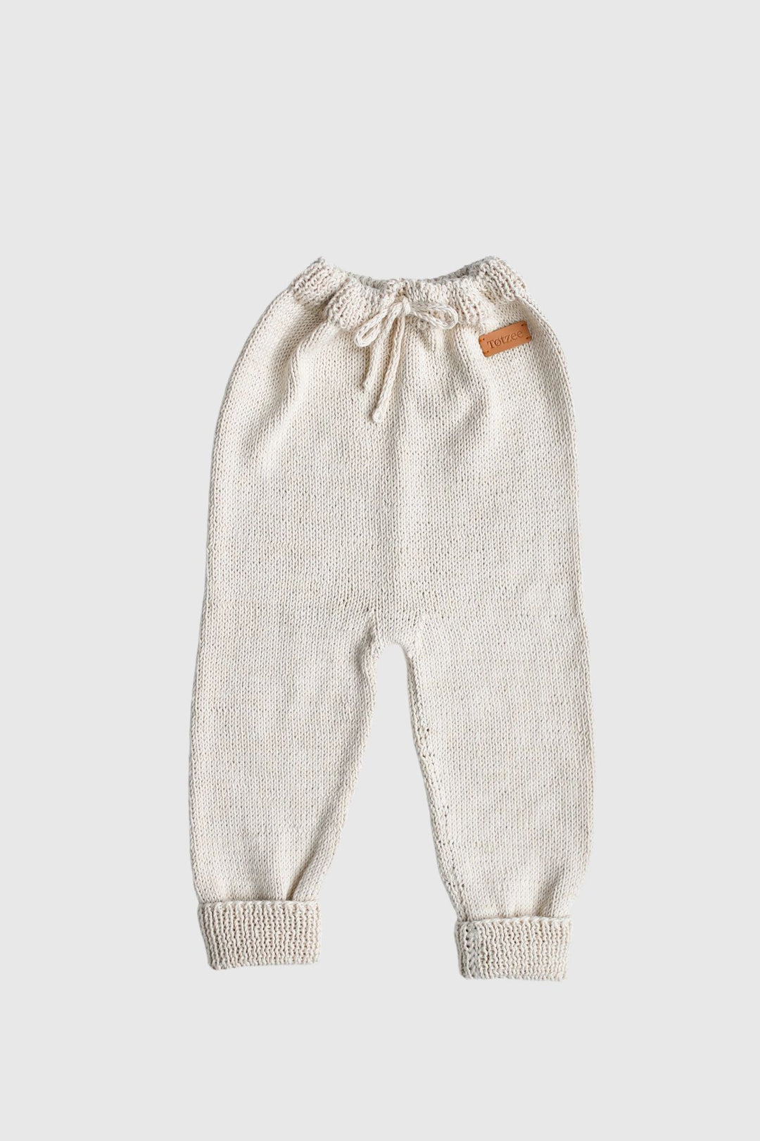 Totzee; Organik El Örgüsü Bağcıklı Pantolon Antik Bej; Organic Knitted Jogger Trousers Antique Beige