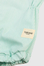 Totzee; Tulum Çizgili Yeşil & Beyaz; Romper Striped Green & White