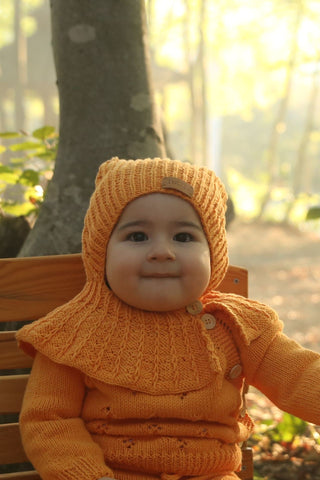 Totzee; Organik El Örgüsü Şövalye Şapka Kavuniçi; Organic Hand-Knitted Knight Hat Pale Orange